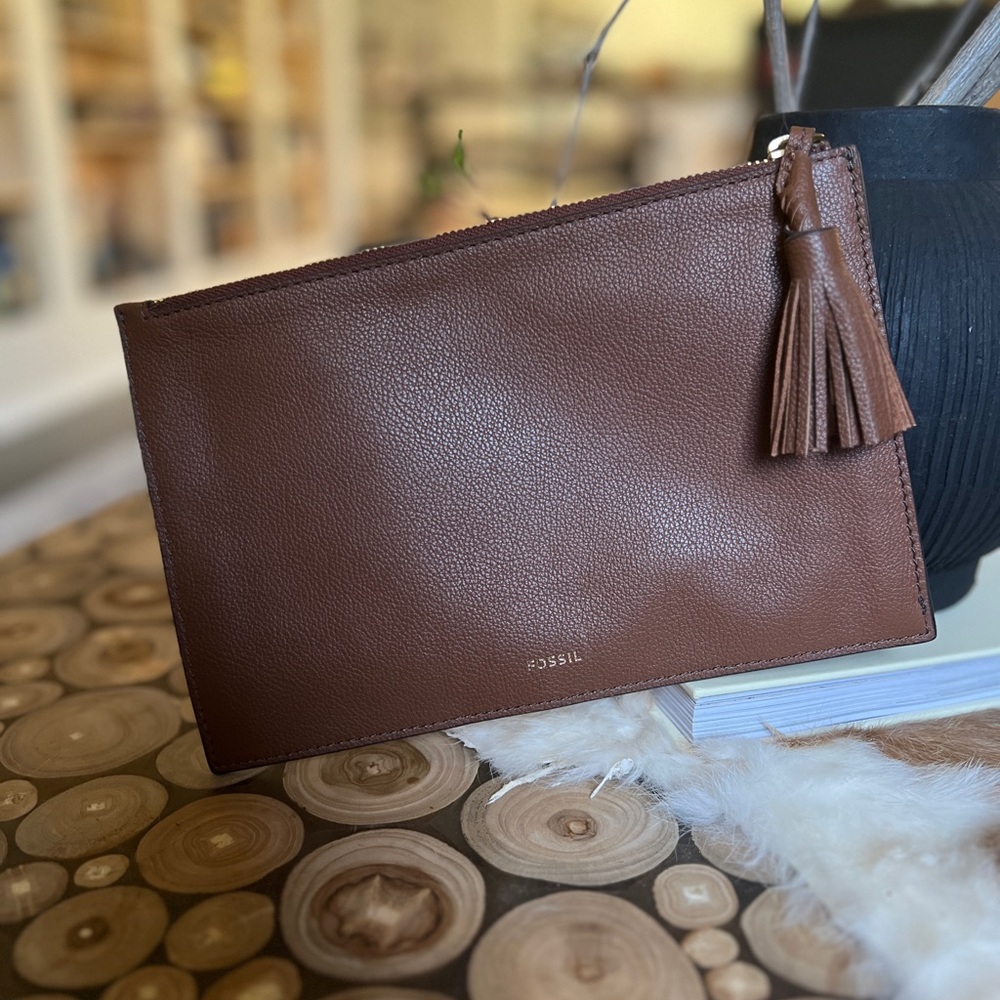 Fossil leather pouch